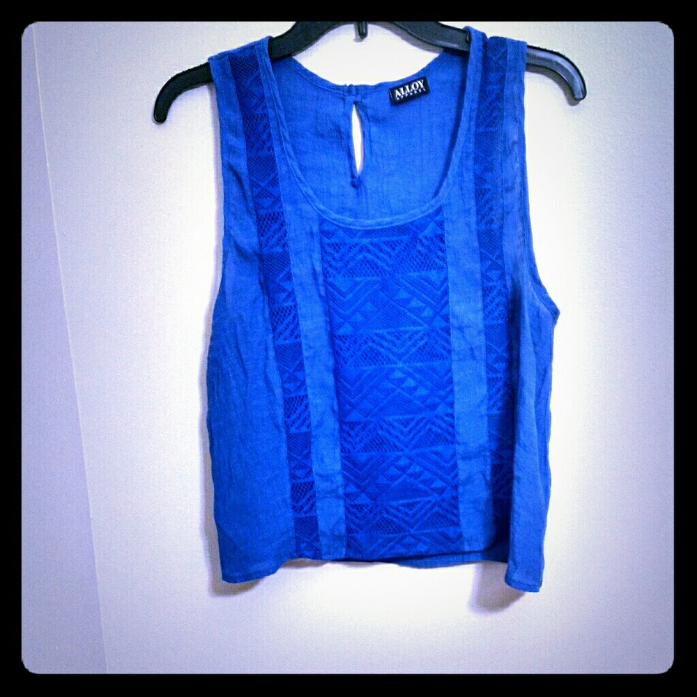 Alloy Bright Blue Tribal Knit Top